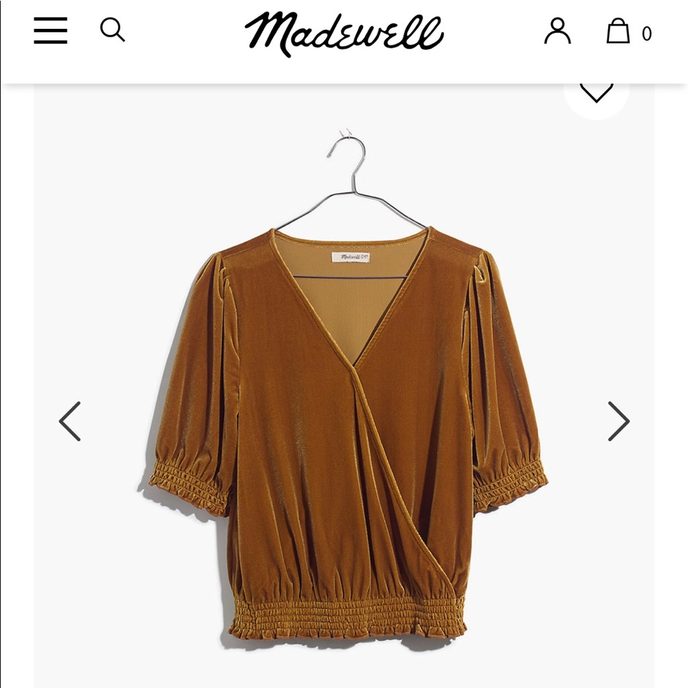 Madewell Velvet Smocked Crossover Top